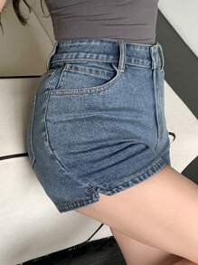 DAZY 女士休闲破洞修身牛仔短裤