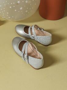 1 Pair Minimalist Girl Flat Casual Shoes, Fashionable For Autumn/Winter - Silver - View 2