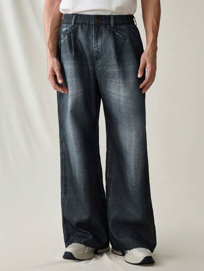 Manfinity VCAY 男士梭织休闲日常宽松松紧腰直筒裤