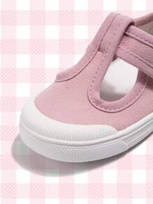 1 Paio di scarpe da ginnastica casual in tela rosa con chiusura a strappo per ragazze, alla moda, semplici, comode e traspiranti, adatte per uso quotidiano in ogni stagione - Rosa - Visualizzare 5