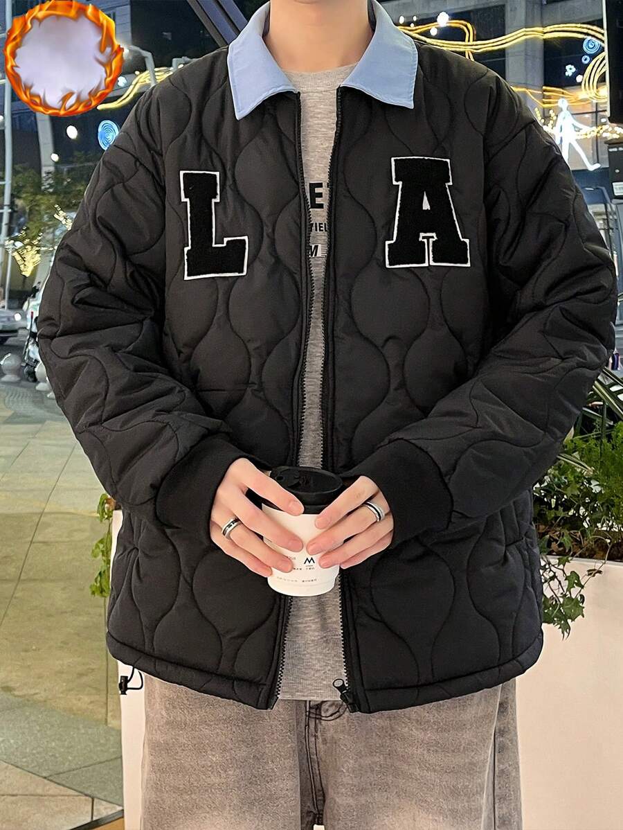 Manfinity Hypemode Abrigo casual acolchado de manga larga con cremallera frontal y color liso para hombres - Multicolor - Ver 1