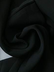 SHEIN Tall Women Solid Color Patchwork Long Sleeve Minimalist Top And Pants Suit Set - Black - View 8