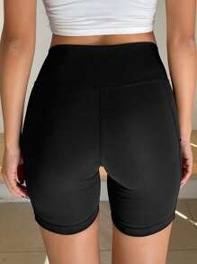 DAZY Women's Side Pocket Sports Base Layer Shorts, Cycling Shorts - Black - View 6