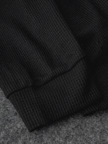 SHEIN LUNE Plus Size Solid Color Patchwork V-Neck Long Sleeve Casual Graphic Tees Women Tops For Spring