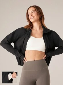 GLOWMODE 吸汗速干立领运动夹克，带隐藏口袋和拇指孔，日常休闲