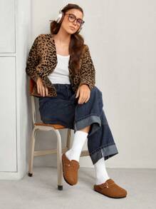 Solecia 女士纯色金属装饰休闲平底乐福鞋 - 棕色 - 查看 6