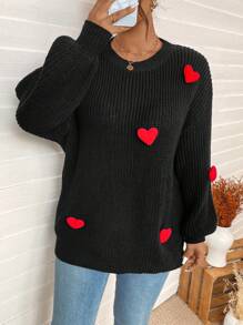 Calvaya Plus Size Pullover Crew Neck Long Sleeve Knit Sweater, Casual And Fashionable For Everyday Wear, For Winter Knit Pullover Fall - Black - View 5