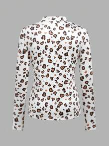 Tween Girl Leopard Print Knit Top & Solid Color Loose Straight Leg Casual Pants, Christmas Outfit - Black - View 5
