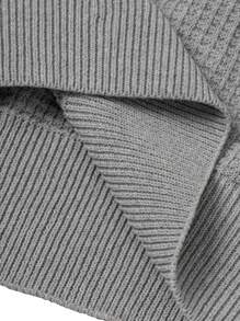 SHEIN Cottnline Men Textured Crew Neck Regular Sweater - Grey - View 6