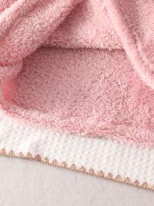 SHEIN 2pcs Young Girls Plush Rabbit Embroidery Pants + Plaid Fleece Pants, Comfortable Homewear Set - Pink - View 4