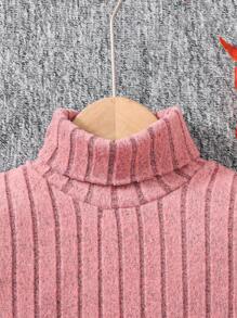 SHEIN 秋冬季女孩高领针织面料长袖 T 恤