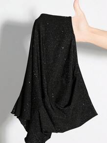 SHEIN Unity 1pc Women's Sexy Party Fashion Cowl Neck Sparkling Slim-Fit Long Sleeve T-Shirt, Autumn/Winter For Spring - Black - View 7