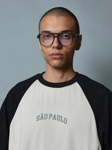 SUMWON Sao Paulo Oversized Raglan T Shirt Baseball Style Streetwear Crop Top Urban Fashion Skater Casual Wide Cut Cotton Jersey - Multicolor - View 5