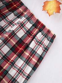 SHEIN 2pcs/Set Boys Casual Knit Round Neck Long Sleeve Top And Pants Pajama Set, Matching Daddy And Me Outfits (2 Sets Sold Separately) - Multicolor - View 6