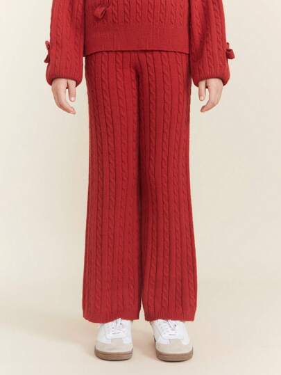 SHEIN Tween flickor Vanliga raka ben Casual byxor