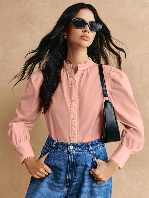 Poéselle Camisa unicolor con botón delantero