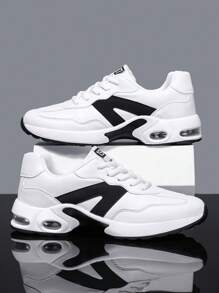 Teens' Solid Color Patchwork Minimalist Sneakers, Casual Daily Wear