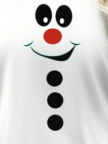 SHEIN LUNE Camiseta gráfica de manga larga de base de moda casual y cómoda de estilo urbano con ajuste ceñido con diseño de muñeco de nieve de dibujos animados para mujer, ideal para primavera, otoño e invierno