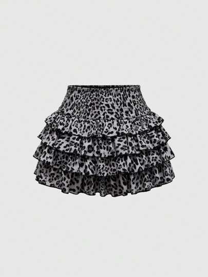 J-Fashion Minifalda casual de mujer con estampado de leopardo en estilo gyaru, moda minimalista para uso diario