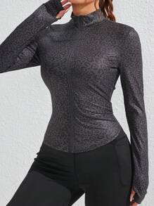 Dewbera 女士豹纹修身运动夹克 - 彩色 - 查看 5