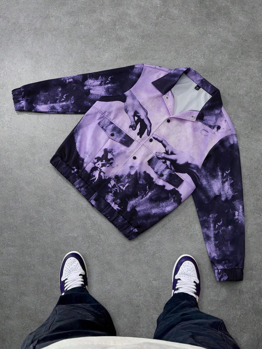 PAVTROS Men's Autumn Fashion Tie-Dye Hand Print Jacket - Multicolor - View 1