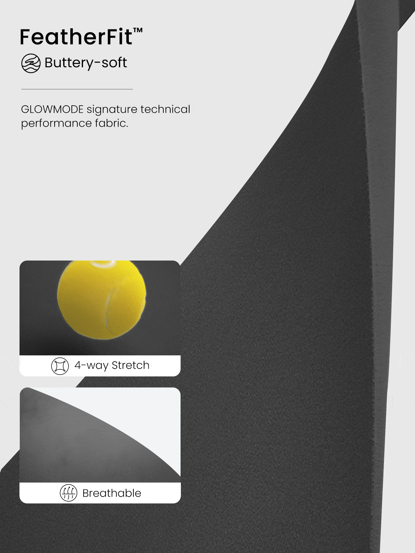 GLOWMODE FeatherFit™ 聚焦拉線褶皺短袖T恤，輕支撐低影響瑜珈工作室健身房 - 黑色 - 查看 4