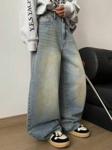 DAZY Jeans larghi da donna di moda in stile vintage lavati, jeans ampi