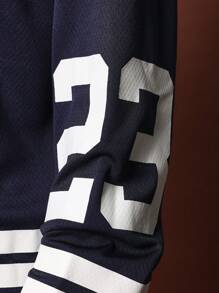 SUMWON Oversized Fit Long Sleeve V-Neck Football Tee