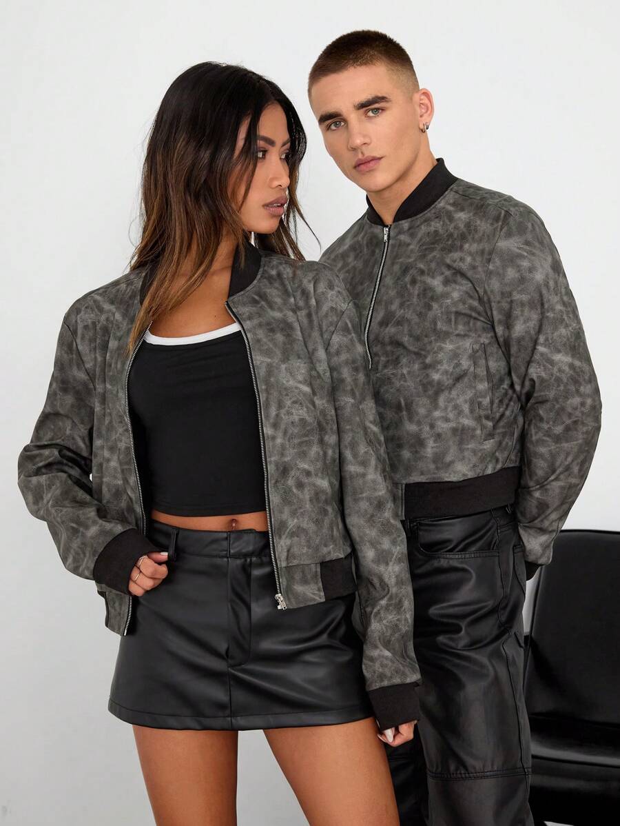 Manfinity VCAY Men's Woven Slim-Fit Raglan Sleeve Casual Jacket, For Fall Winter - Grey - View 1