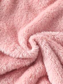 SHEIN 2pcs Young Girls Plush Rabbit Embroidery Pants + Plaid Fleece Pants, Comfortable Homewear Set - Pink - View 3