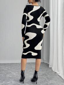 Chiquease French Fitted Bodycon Knitted Mini Dress - Black - View 2