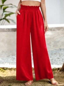 SHEIN LUNE Paperbag Waist Wide Leg Pants For New Year Clothes Fall Cloth For Women