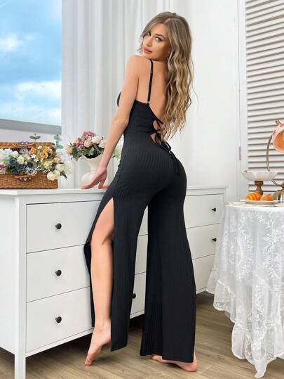 Slumberist Women's Sleeveless Ribbed Jumpsuit Loungewear
