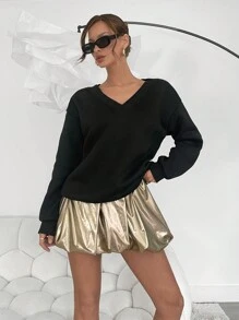SHEIN Essnce Falda casual de cintura elástica de color liso para uso diario