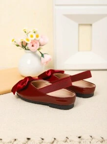 Fashionable & Lovely Girls' Bow Soft Bottom Baby Shoes - Burgundy - View 2