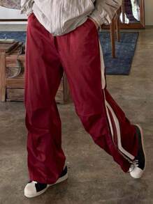 DAZY 男士休闲撞色条纹抽绳下摆长裤 男士慢跑裤