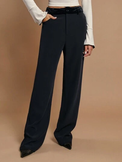 COSMINA 女士纯色纽扣前口袋简约休闲裤，日常穿着