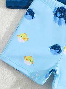 Baby Boys Cute Fish Print Random Rash Guard & Board Shorts Beach Swimsuit Set - Multicolor - View 3