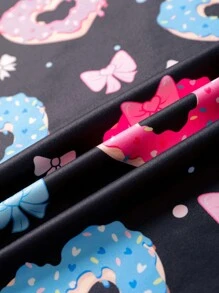 Tween Girl Heart, Donut, Bow Print Long Sleeve Nightgown