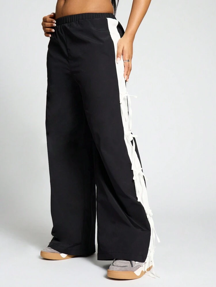 SUMWON WOMEN Pantaloni da jogging sportivi a vita alta con fiocco laterale