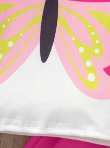 2pcs Young Girl' Casual Butterfly Print Flutter Sleeve T-Shirt And Leggings Set Summer Holiday - Multicolor - View 8