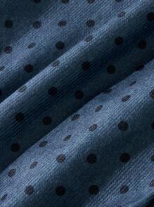 SHEIN 年轻女孩优雅法式灰色波尔卡圆点宽松松紧腰短裤，秋冬 - 彩色 - 查看 5