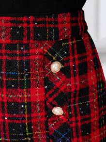 SHEIN Clasi 圣诞红色加厚迷你裙女秋冬红裙圣诞女裙圣诞女装冬季女装 - 紅色 - 查看 6