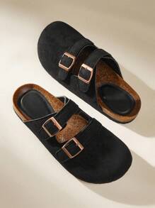 Solecia 女士金属扣设计休闲平底便鞋 - 黑色 - 查看 1