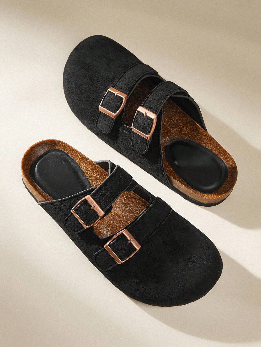 Solecia 女士金属扣设计休闲平底便鞋 - 黑色 - 查看 1