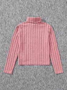 SHEIN 秋冬季女孩高领针织面料长袖 T 恤