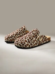 Solecia 女士豹纹平底一脚蹬鞋，适合夏季休闲时尚，防滑万圣节 - 棕色 - 查看 9