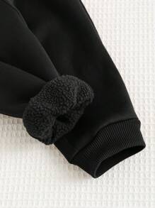 Cozy Pixies 3 件套男婴圆领长袖套头连帽衫、厚背心和休闲长裤套装 - 黑色 - 查看 12