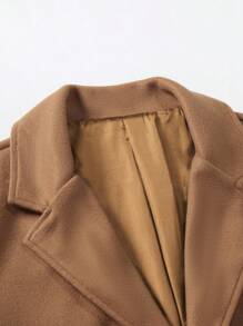 Manfinity Homme Abrigo informal de solapa y abotonado simple para uso diario para hombres de talla grande, para otoño