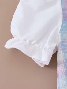 PrepCrw Vestido informal de 2 en 1 para niñas jóvenes, con diseño de cuadros, corte holgado, en colores gris y púrpura, para primavera y otoño
